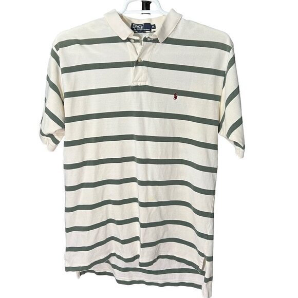 Polo Ralph Lauren Striped Short Sleeve Polo Red Horse White Green Size XL - Picture 1 of 6